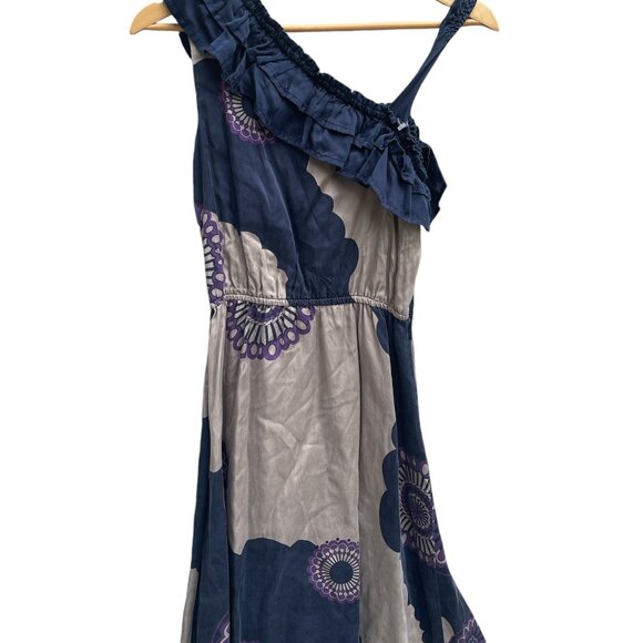 DEPT Womens Small Assymetrical Dress Elastic Waste Geometric Circles - Picture 2 of 4